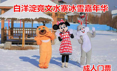 仅48元！享原价60元的【任丘市】白洋淀竞文水寨冰雪嘉年华成人门票，包含：自由戏雪+堆雪人+打雪仗+冰瀑滑雪板+雪雕+冰雕欣赏+单/双人滑冰车+卡通冰车/推车+冰上自行车等，一起嗨翻天！
